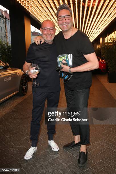 Micky Rosen, Owner of Gekko Group/Roomers and DJ Mousse T during the Grand Opening of Roomers Spa by Shan Rahimkhan on May 4, 2018 in Munich, Germany.