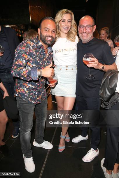 Bardia Torabi, General Manager Roomers Munich , Verena Kerth, Micky Rosen, Owner of Gekko Group/Roomers during the Grand Opening of Roomers Spa by...