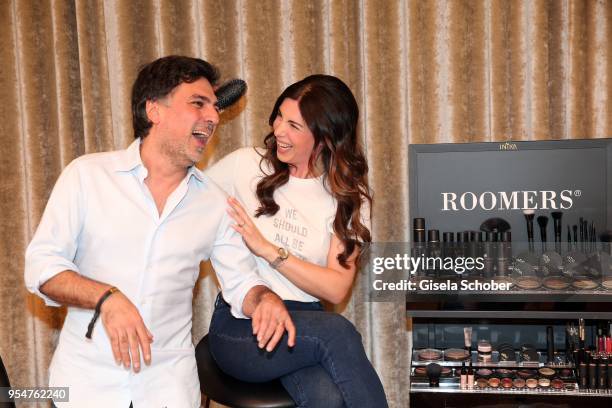 Hairstylist Shan Rahimkan and Alexandra Polzin during the Grand Opening of Roomers Spa by Shan Rahimkhan on May 4, 2018 in Munich, Germany.