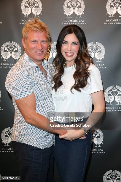 Alexandra Polzin and her husband Gerhard Leinauer attend the Grand Opening of Roomers Spa by Shan Rahimkhan on May 4, 2018 in Munich, Germany.