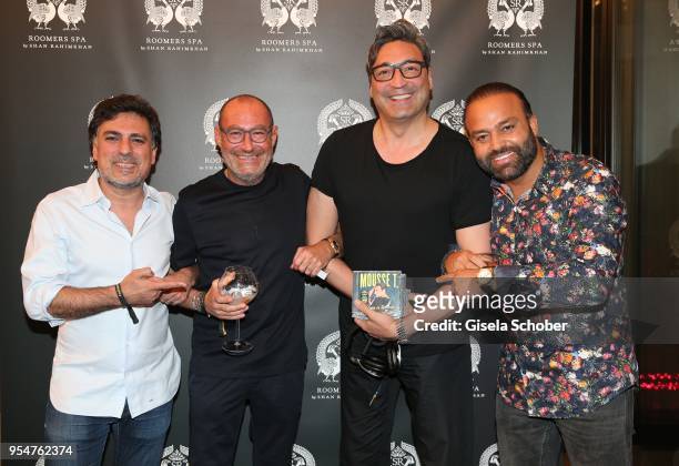 Hairstylist Shan Rahimkan, Micky Rosen, Owner of Gekko Group/Roomers and DJ Mousse T and Bardia Torabi, General Manager Roomers Munich during the...