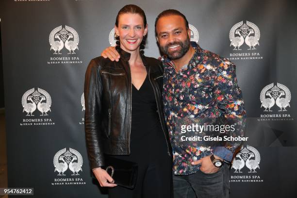 Bardia Torabi, General Manager Roomers Munich and his wife Melanie Weiler during the Grand Opening of Roomers Spa by Shan Rahimkhan on May 4, 2018 in...
