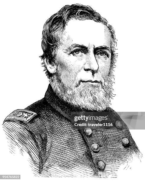 american civil war naval officer andrew hull foote - andrew hull foote stock illustrations