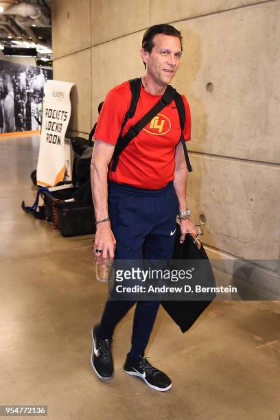 Head Coach Quin Snyder of the Utah Jazz arrives at the stadium before the game against the Houston Rockets during Game Three of the Western...