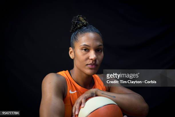May 2: A portrait of basketball player Alyssa Thomas of the Connecticut Sun at Mohegan Sun Arena on May 2, 2018 in Uncasville, Connecticut.