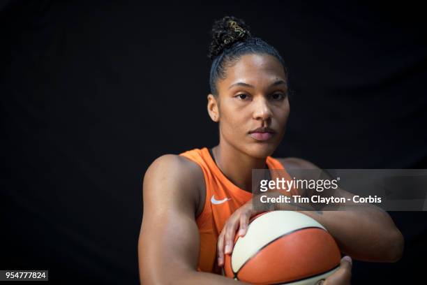 May 2: A portrait of basketball player Alyssa Thomas of the Connecticut Sun at Mohegan Sun Arena on May 2, 2018 in Uncasville, Connecticut.