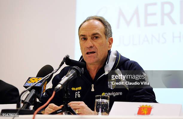 Parma Head Coach Francesco Guidolin speaks to the media during a press conference at Ta Qali Stadium on December 29, 2009 in Malta, Malta.