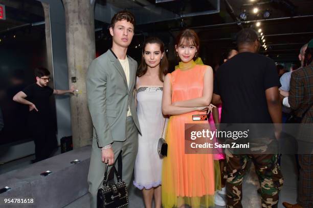 Actor Ansel Elgort, Ballerina Violetta Komyshan, and Singer Yoona Lim attend the Prada Resort 2019 fashion show on May 4, 2018 in New York City.