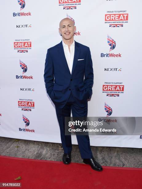 Headspace App co-founder Andy Puddicombe arrives at the BritWeek 2018 Innovation & Creativity Awards at The Fairmont Miramar Hotel & Bungalows on May...