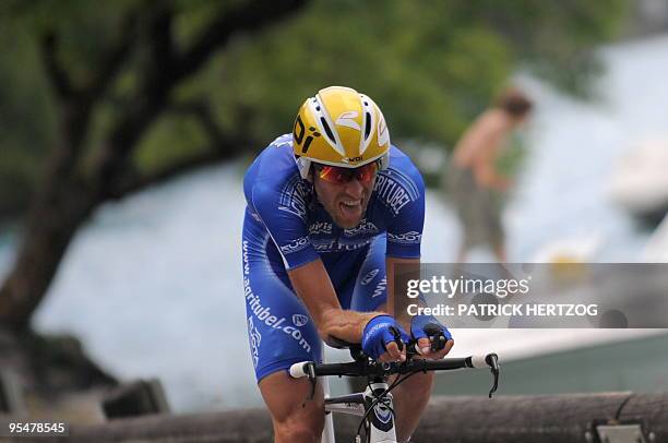 French cycling team Agritubel's leader Christophe Moreau of France competes on July 23, 2009 in the 40,5 km individual time-trial and eighteenth...