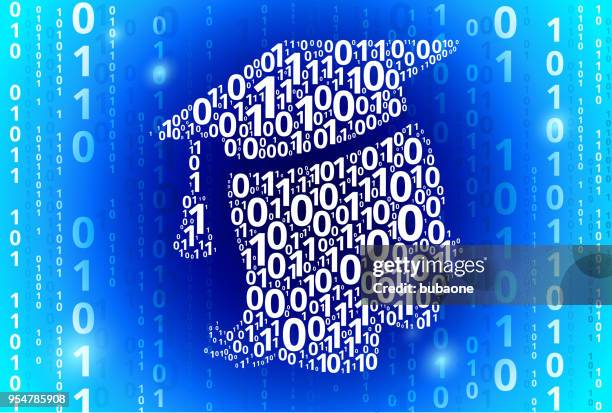 graduating female binary code blue vector pattern background - kid virtual learning stock illustrations