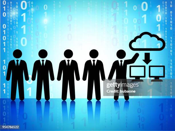 business and cloud computing technology on binary code blue background - swapping clothes stock illustrations