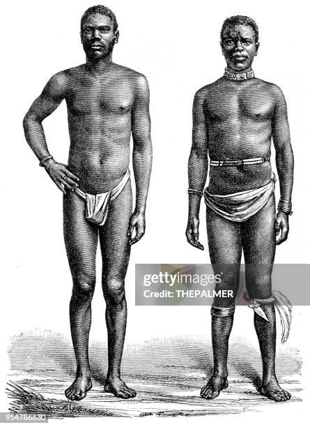 zulu men engraving 1894 - zulu tribe stock illustrations