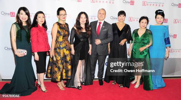 Lisa Ye, Miyoko Demay, Katy Chen, Grace Chen, Philippe Galtie, Lan Shi, Sophia Sheng, and Chiu-Ti Jansen attend the 2018 China Fashion Gala at The...