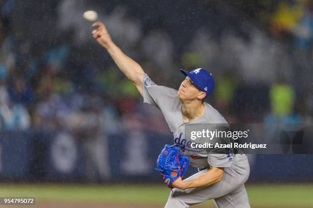 Pitcher Walker Buehler of Los Angeles Dodgers pitches in the second inning during the MLB game against the San Diego Padres at Estadio de Beisbol...