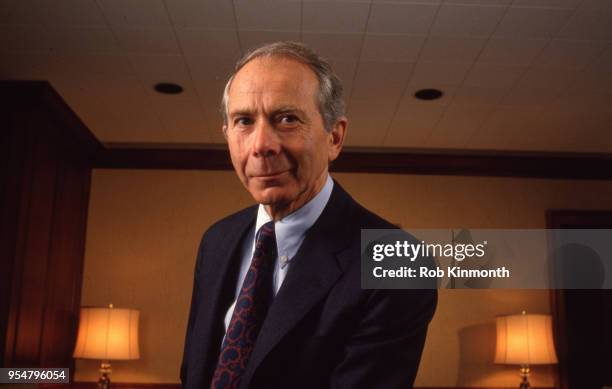 Maurice "Hank" R. Greenberg, President and CEO of American International Group, Inc. , in his office in New York City, NY, February 1986.