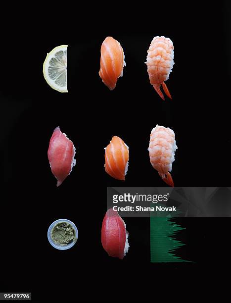 sushi and the accompaniments   - fresh wasabi stock-fotos und bilder