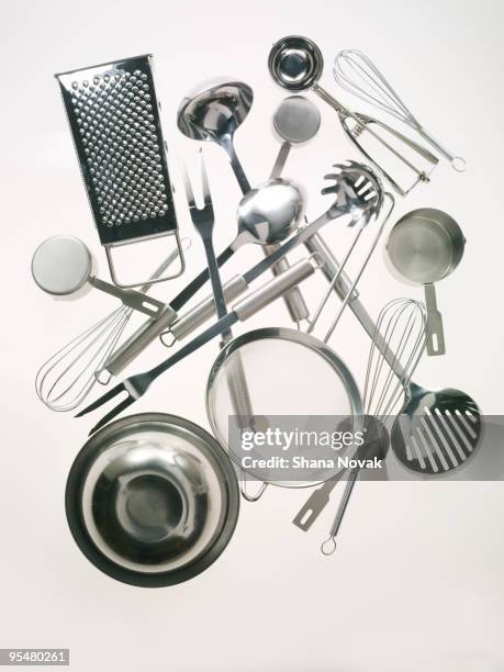 stainless steel kitchen tools - kökstillbehör bildbanksfoton och bilder
