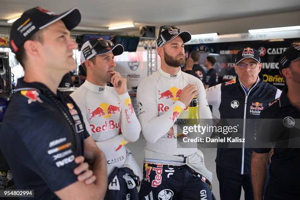 Jamie Whincup driver of the Red Bull Holden Racing Team Holden Commodore ZB, Shane Van Gisbergen driver of the Red Bull Holden Racing Team Holden...