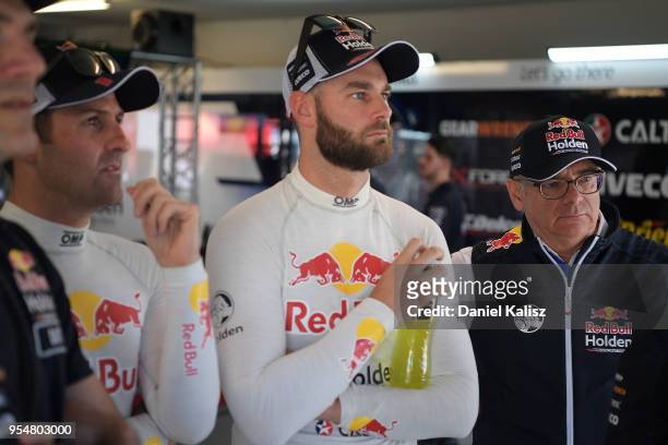 Jamie Whincup driver of the Red Bull Holden Racing Team Holden Commodore ZB, Shane Van Gisbergen driver of the Red Bull Holden Racing Team Holden...