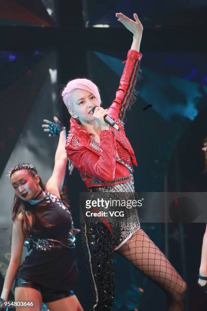 Singer Gigi Leung performs during Gigi Leung Good Time World Tour Concert at Hong Kong Coliseum on May 4, 2018 in Hong Kong, China.