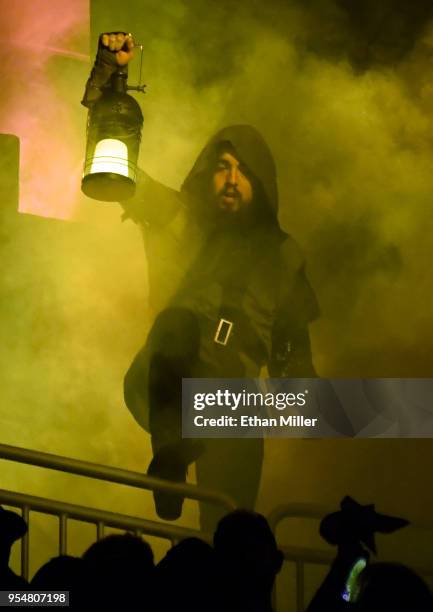 Character performs in the Castle before Game Five of the Western Conference Second Round between the San Jose Sharks and the Vegas Golden Knights...