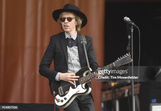 Beck performs during the 2018 New Orleans Jazz & Heritage Festival at Fair Grounds Race Course on May 4, 2018 in New Orleans, Louisiana.