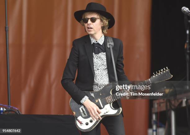 Beck performs during the 2018 New Orleans Jazz & Heritage Festival at Fair Grounds Race Course on May 4, 2018 in New Orleans, Louisiana.