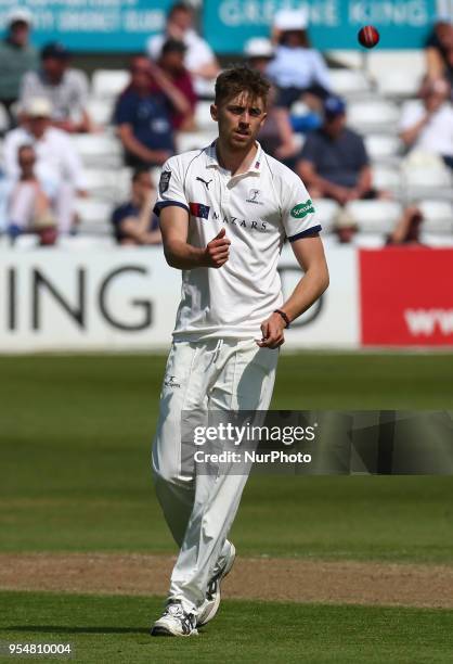 Yorkshire's Ben Coad during Specsavers County Championship - Division One, day one match between Essex CCC and Yorkshire CCC at The Cloudfm County...