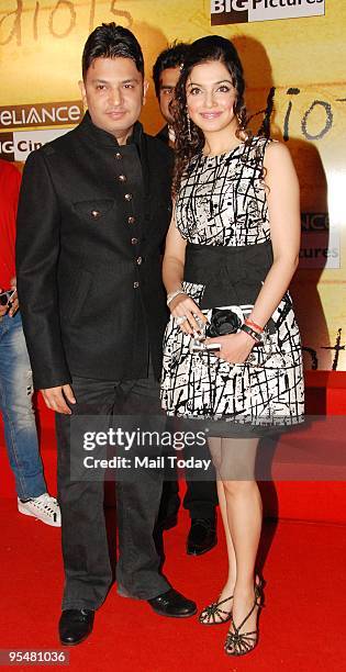 Bhushan Kumar with Divya Khosla at the premiere of the film 3 Idiots in Mumbai on Wednesday, December 23, 2009.