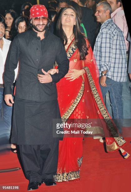 Saif Ali Khan and Kareena Kapoor at the premiere of the film 3 Idiots in Mumbai on Wednesday, December 23, 2009.