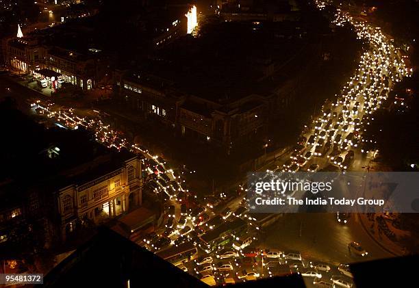 Massive traffic jams at Connaught Place in New Delhi on Monday, December 28, 2009.