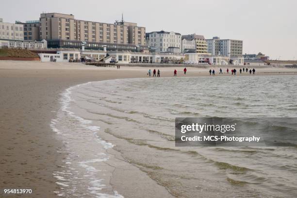 hotels at the beach of east frisian northsea island borkum - east frisian islands stock pictures, royalty-free photos & images