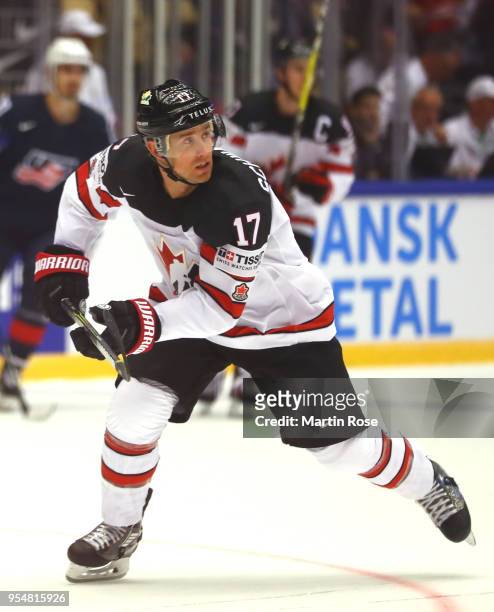 Jaden Schwartz of Canada skates against the United States during the 2018 IIHF Ice Hockey World Championship group stage game between United States...