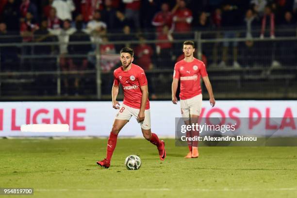 Theo Valls of Nimes during the French Ligue 2 match between Nimes and Gazelec Ajaccio at Stade des Costieres on May 4, 2018 in Nimes, France.