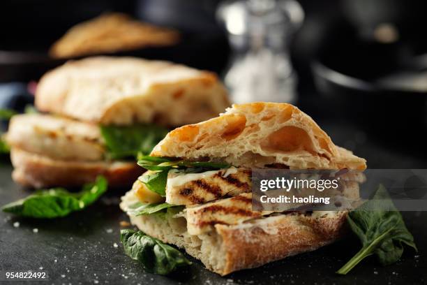 grilled chicken ciabetta  sandwich - chicken meat stock pictures, royalty-free photos & images