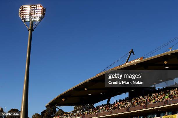 General view of Canberra Stadium during the round nine NRL match between the Canberra Raiders and the Gold Coast Titans at GIO Stadium on May 5, 2018...