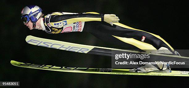 Thomas Morgenstern of Austria competes during the FIS Ski Jumping World Cup event at the 58th Four Hills Ski Jumping Tournament on December 29, 2009...