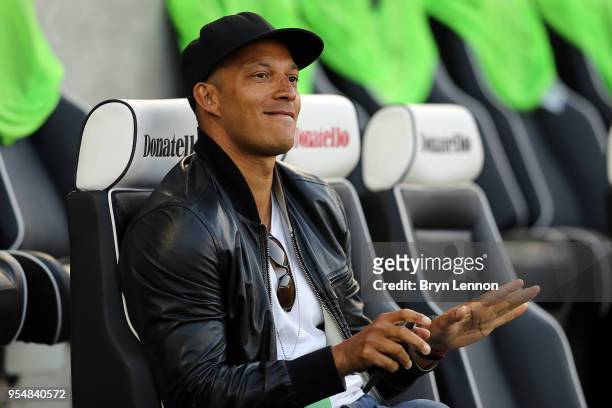 Bobby Zamora attends the Premier League match between Brighton and Hove Albion and Manchester United at Amex Stadium on May 4, 2018 in Brighton,...