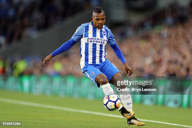 Jose Izquierdo of Brighton & Hove Abion in atcion during the Premier League match between Brighton and Hove Albion and Manchester United at Amex...