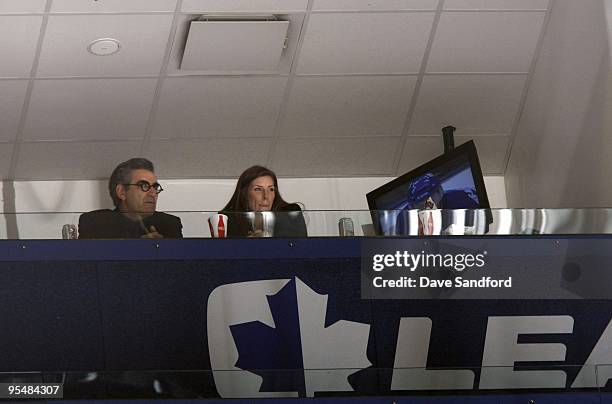 Actor/Comedian Eugene Levy watches the NHL game between the Montreal Canadiens and the Toronto Maple Leafs at the Air Canada Centre on December 26,...