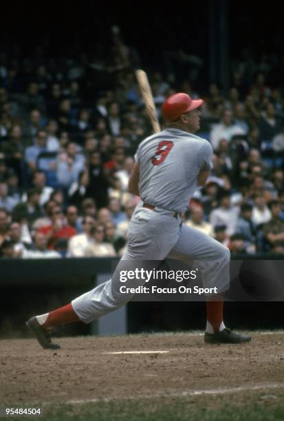 First Baseman Frank Howard of the Washington Senators swings and watches the flight of his ball during a Major League Baseball game circa late1960's....