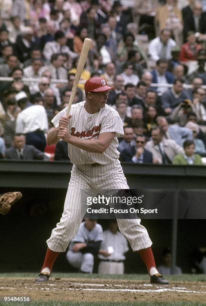 S: First Baseman Frank Howard of the Washington Senators is ready to swing at a pitch during a Major League Baseball game circa late1960's at RFK...