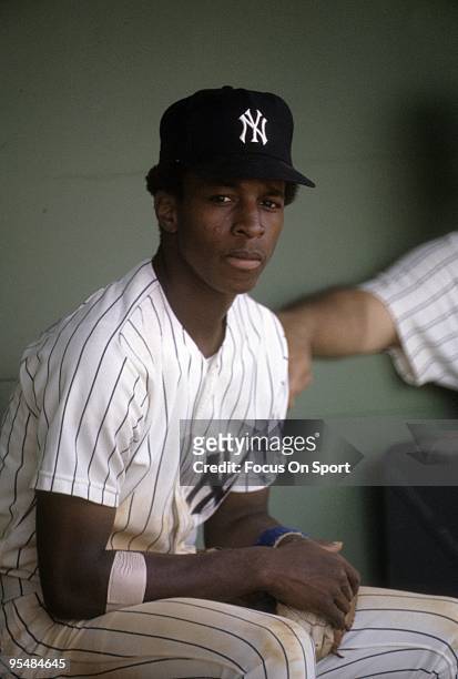 S: Second baseman Willie Randolph of the New York Yankees from the dougout looks into the camera for this photo during a spring training Major League...