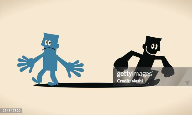 businessman's shadow is leaving him, walking different way - breaking and exiting stock illustrations