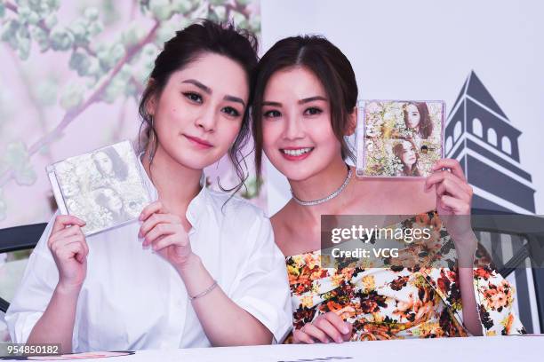 Singer Gillian Chung and singer Charlene Choi attend album signing session on May 5, 2018 in Chengdu, Sichuan Province of China.