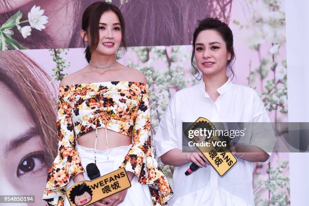 Singer Gillian Chung and singer Charlene Choi attend album signing session on May 5, 2018 in Chengdu, Sichuan Province of China.