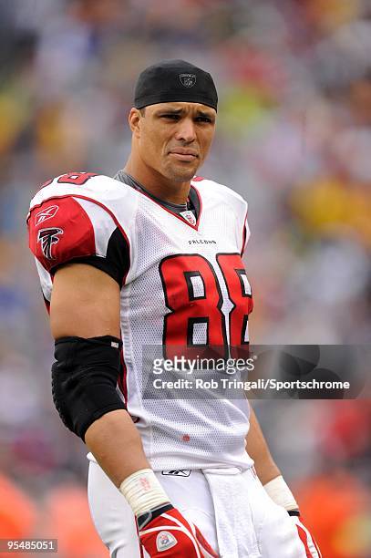 Tony Gonzalez of the Atlanta Falcons looks on against the New England Patriots on September 27, 2009 at Gillette Stadium in Foxboro, Massachusetts.