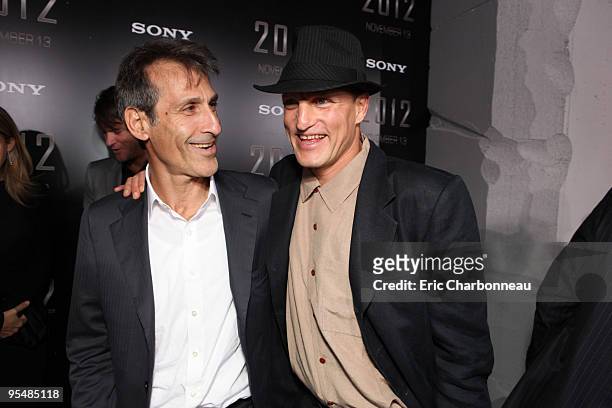 Sony's Michael Lynton and Woody Harrelson at Columbia Pictures Premiere of "2012" at Regal Cinemas LA Live on November 03, 2009 in Los Angeles,...