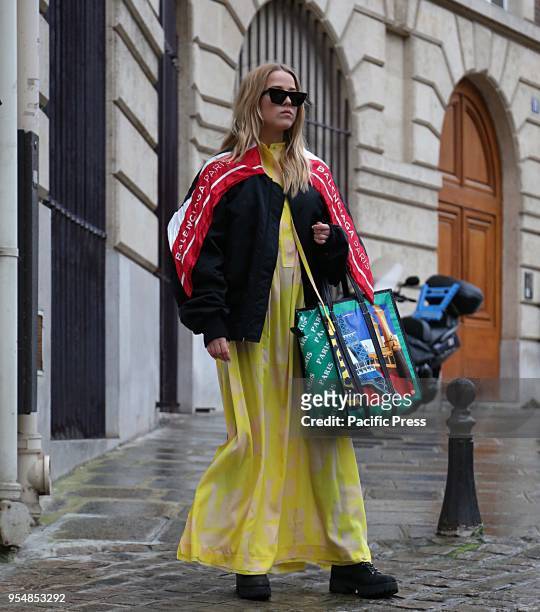 Jessica Mercedes Kirschner on the street during the Paris Fashion Week.